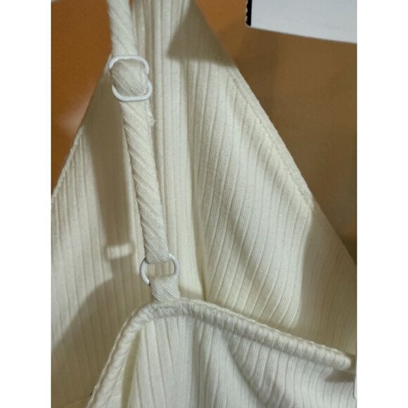 NWT Jonathan Simkhai White Ribbed Knit Cami Top Attached Long Sleeved Shrug Sz L - Picture 12 of 12